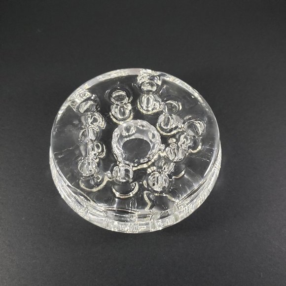 Vintage 10 hole glass flower frog with candle holder centre 3" width - Picture 2 of 5